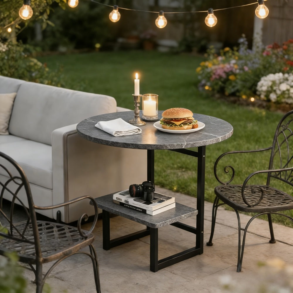 Round Outdoor Side Table with Weather-Resistant Finish and Multiple Color Options detail image - detail view 13