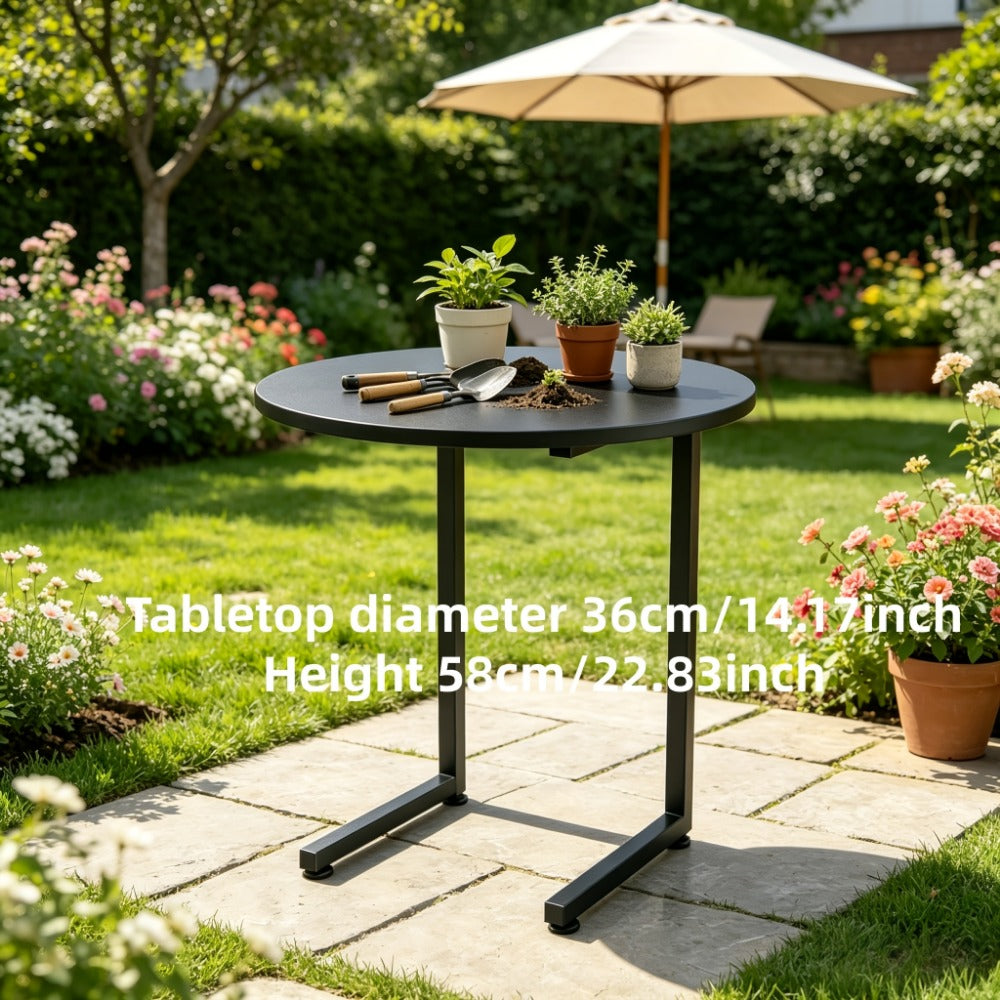 Round Outdoor Side Table with Weather-Resistant Finish and Multiple Color Options detail image - detail view 3
