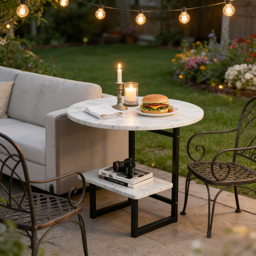 Round Outdoor Side Table with Weather-Resistant Finish and Multiple Color Options detail image - detail view 4
