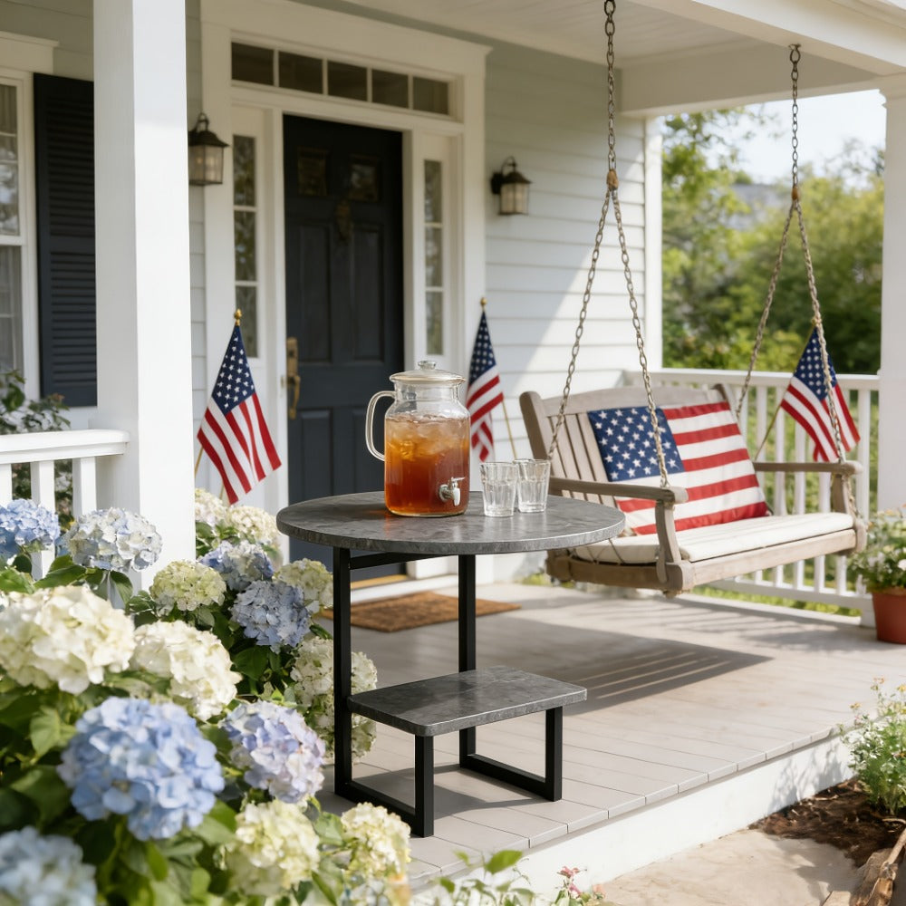 Round Outdoor Side Table with Weather-Resistant Finish and Multiple Color Options detail image - detail view 6