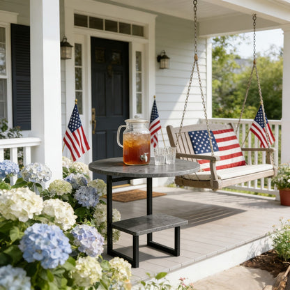 Round Outdoor Side Table with Weather-Resistant Finish and Multiple Color Options detail image - detail view 6
