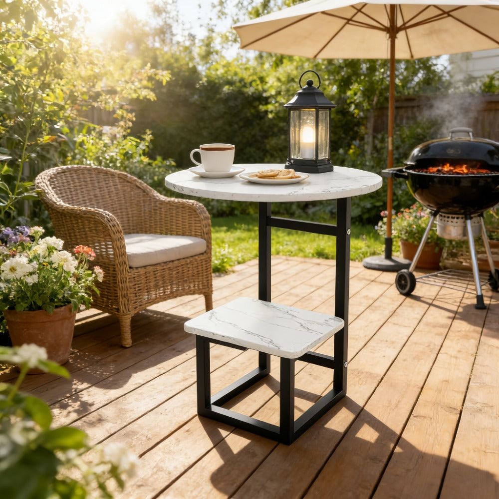 Round Outdoor Side Table with Weather-Resistant Finish and Multiple Color Options detail image - detail view 8