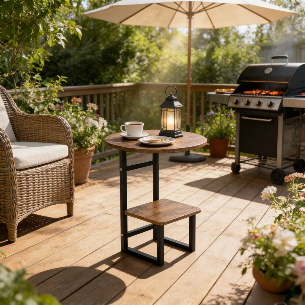 Round Outdoor Side Table with Weather-Resistant Finish and Multiple Color Options detail image - detail view 9