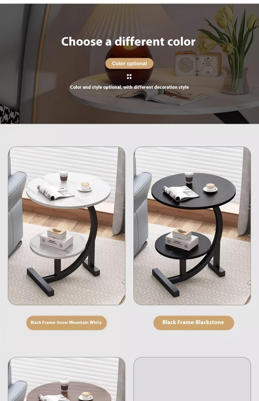 Round Side Table with Solid Wood Construction, Small Accent Table for Living Room detail image - detail view 17