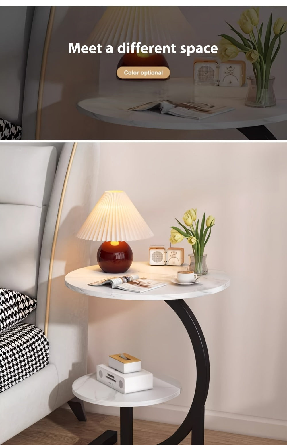 Round Side Table with Solid Wood Construction, Small Accent Table for Living Room detail image - detail view 21