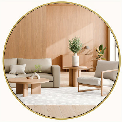 Wall Mirror shown in the 【Golden color】, 28Inch option