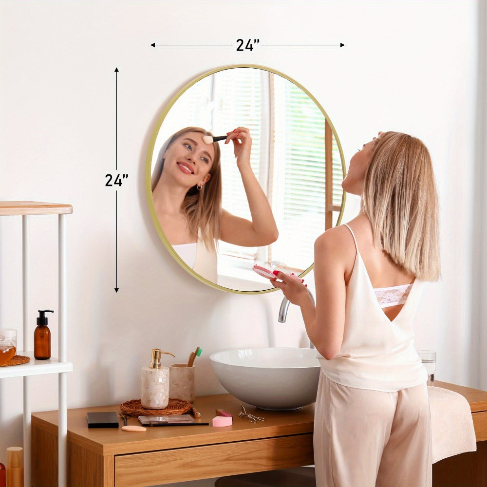 Round Wall Mirror, Entryway Accent Mirror for Dressing and Daily Routines detail image - detail view 7