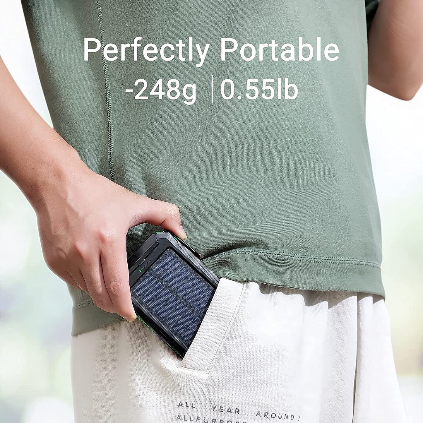 Portable Solar Charger 20000mAh – Dual USB, LED Flashlight & Compass