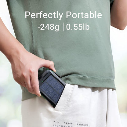 Portable Solar Charger 20000mAh – Dual USB, LED Flashlight & Compass