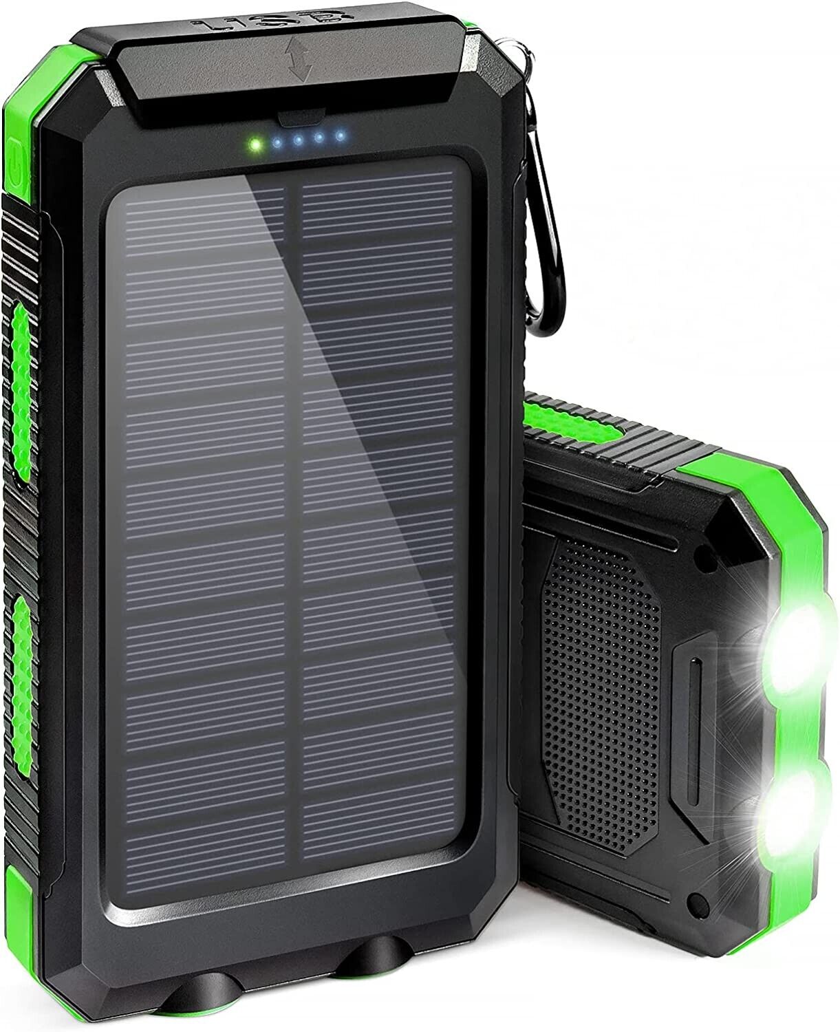 Portable Solar Charger 20000mAh – Dual USB, LED Flashlight & Compass