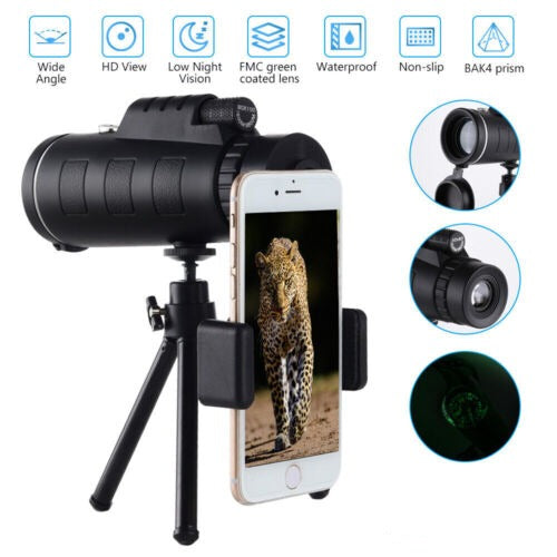 40x60 HD Monocular Telescope with BAK4 Prism & Phone Holder