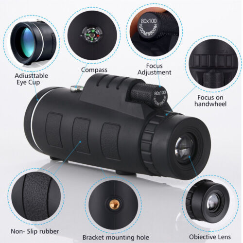 40x60 HD Monocular Telescope with BAK4 Prism & Phone Holder