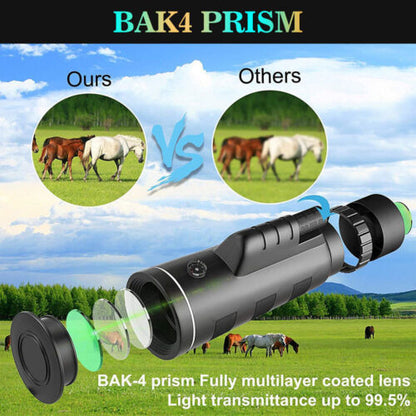 40x60 HD Monocular Telescope with BAK4 Prism & Phone Holder