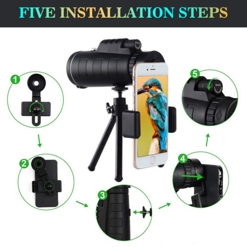 40x60 HD Monocular Telescope with BAK4 Prism & Phone Holder