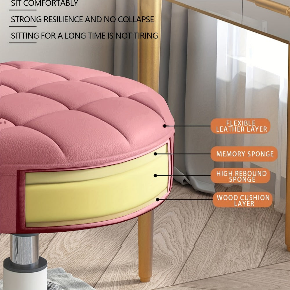 Salon Chair with Padded Seat and 360° Swivel for Beauty Studio detail image