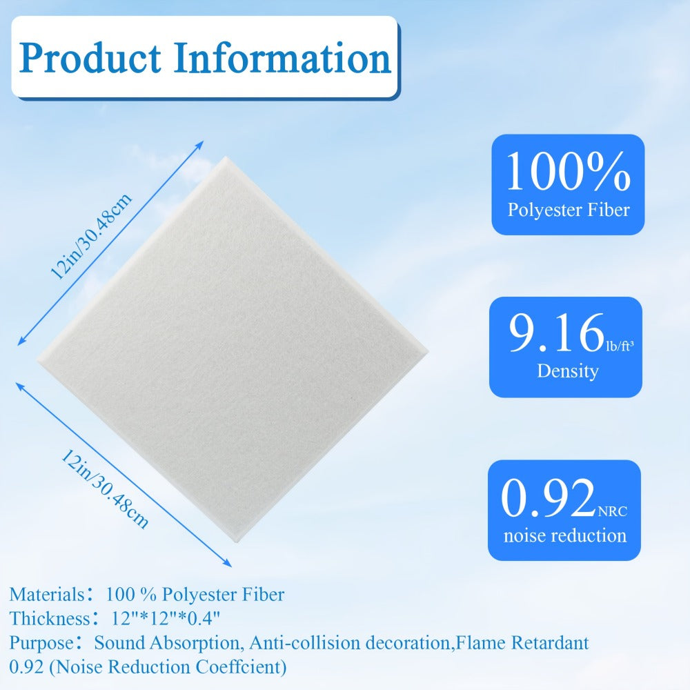 Self-Adhesive Acoustic Wall Panels, 12-Inch Sound Treatment Tiles detail image - detail view 12