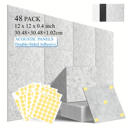 Self-Adhesive Acoustic Wall Panels shown in the Square sound insulation board 30L1H light gray 48 pieces option
