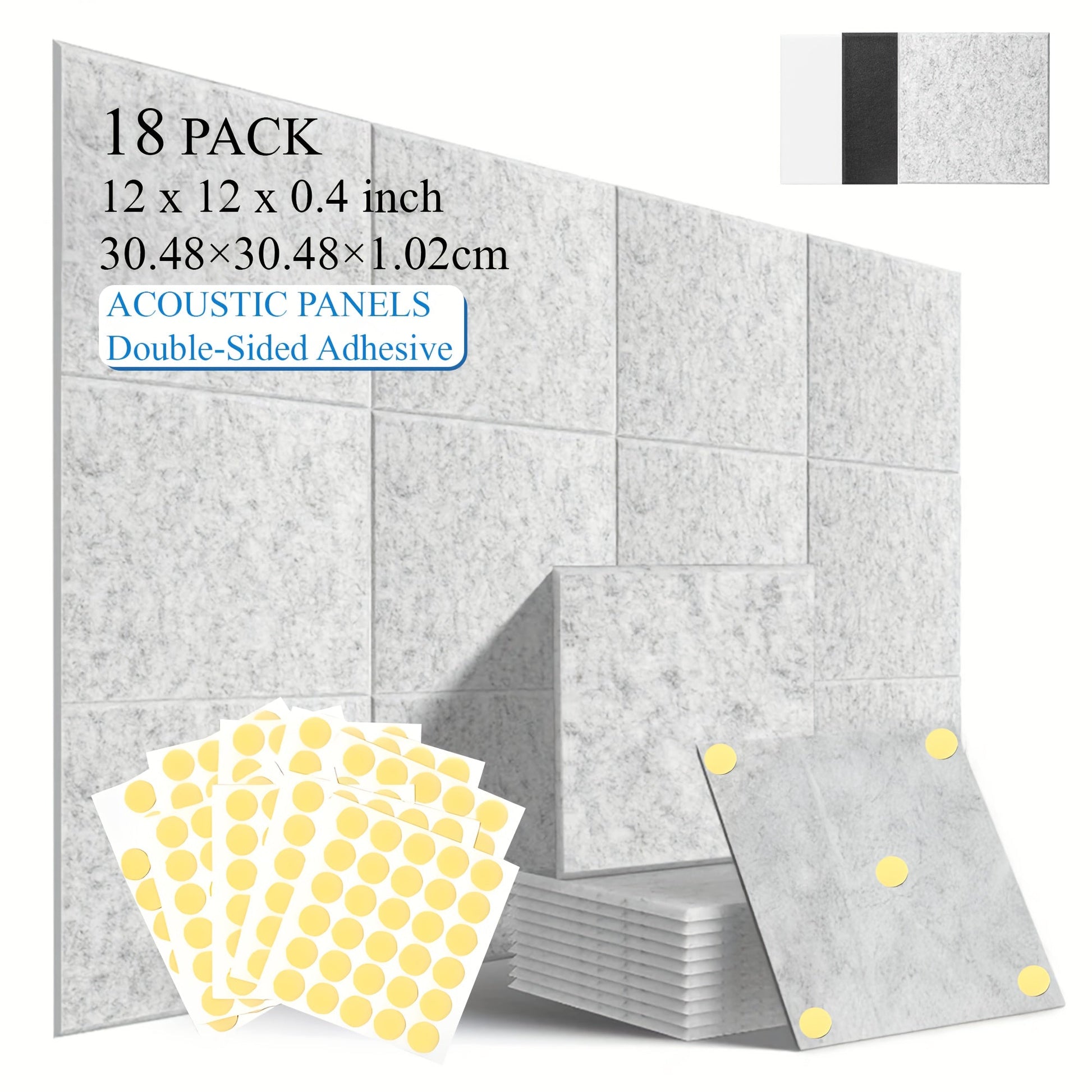 Self-Adhesive Acoustic Wall Panels shown in the Square Soundproof Panel 30L1H Light Gray option
