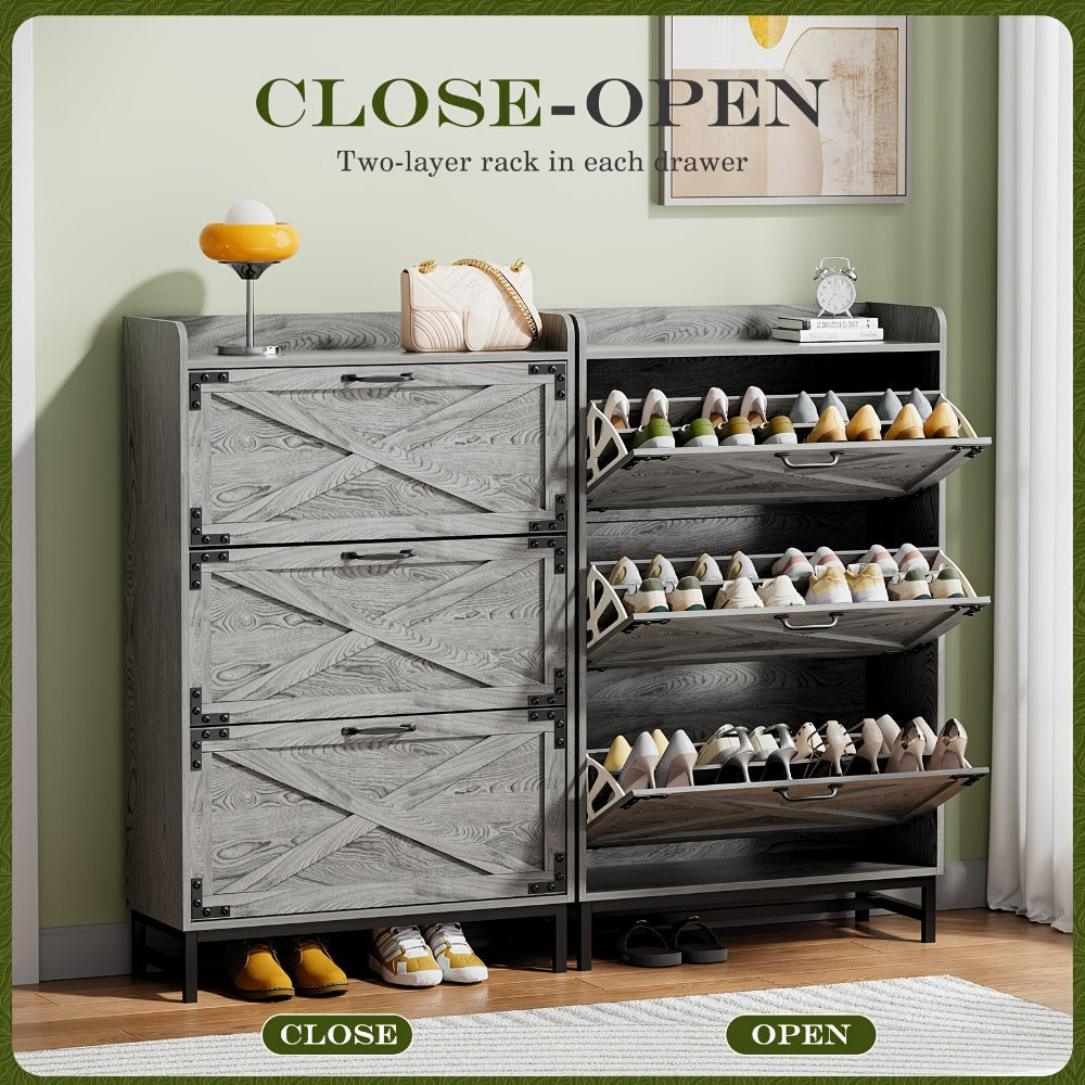 Shoe Cabinet with Large-Capacity Storage, Entryway Shoe Organizer detail image - detail view 16