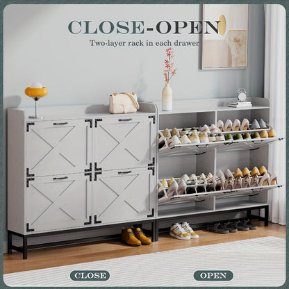 Shoe Cabinet with Large-Capacity Storage, Entryway Shoe Organizer detail image - detail view 18