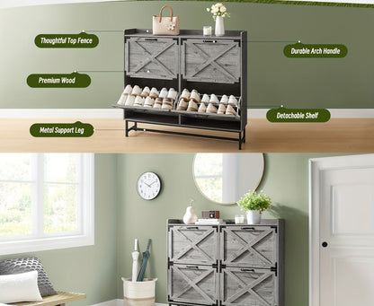 Shoe Cabinet with Large-Capacity Storage, Entryway Shoe Organizer detail image - detail view 20