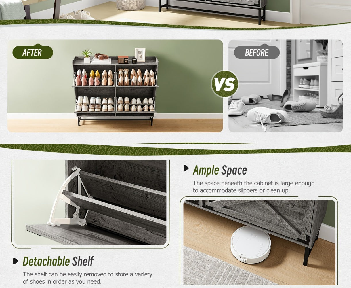 Shoe Cabinet with Large-Capacity Storage, Entryway Shoe Organizer detail image - detail view 21