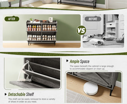 Shoe Cabinet with Large-Capacity Storage, Entryway Shoe Organizer detail image - detail view 21