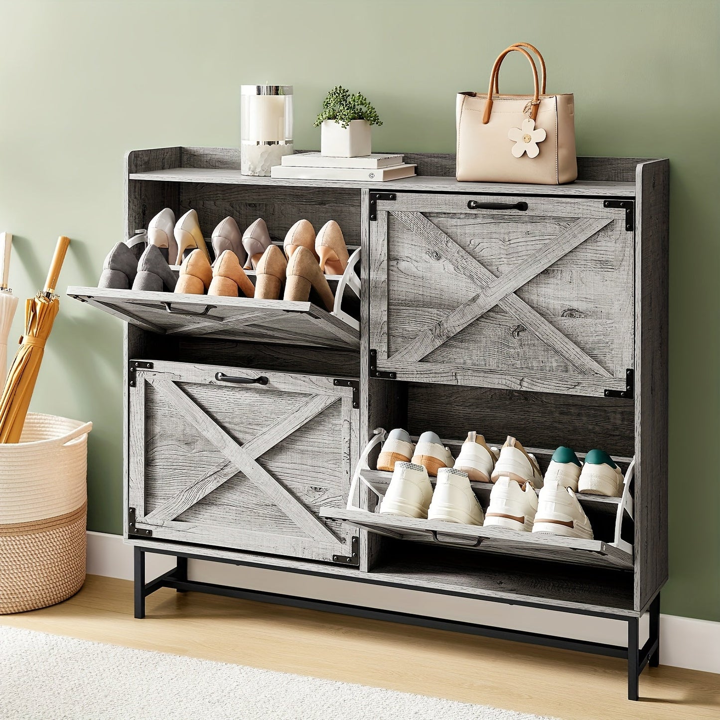 Shoe Cabinet shown in the Gray 4-Door, 1 option