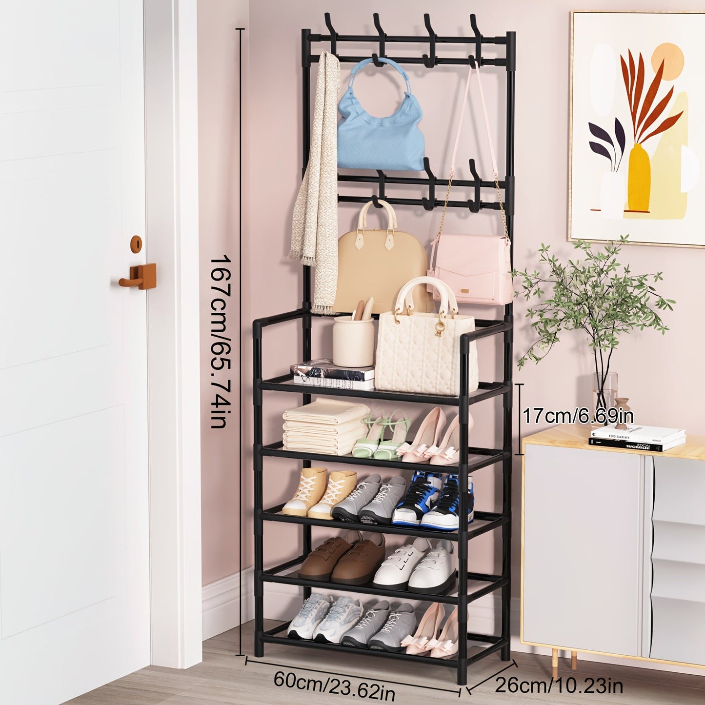 Shoe Rack shown in the Black option