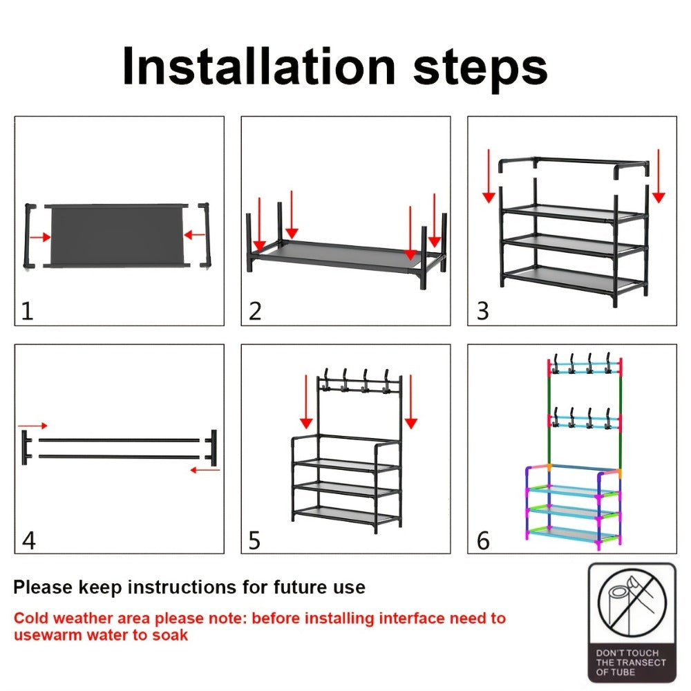 Shoe Rack with Tool-Free Assembly for Organized Everyday Storage in Entryway detail image - detail view 15