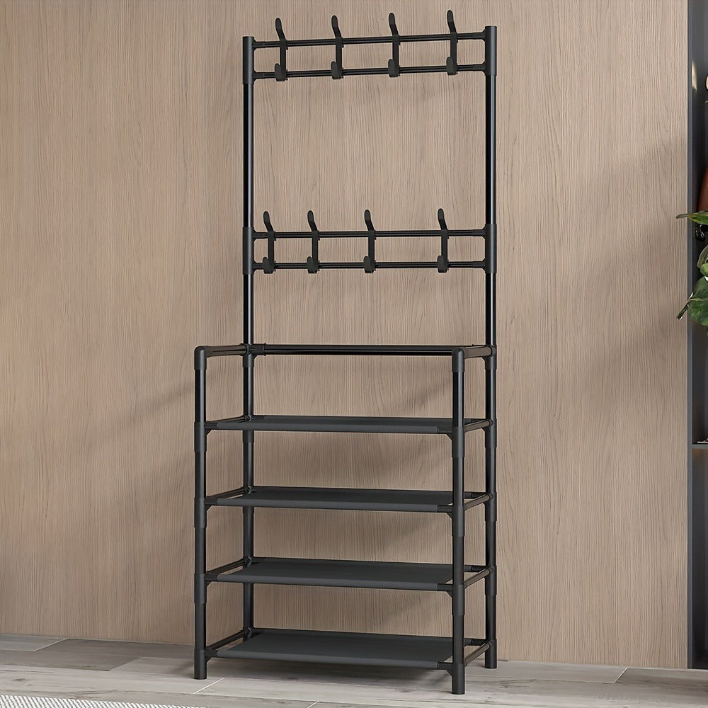 Shoe Rack with 10 Shoe Bags, Entryway Shoe Organizer & Hat Rack for Living Room Bedroom shown in the main product view