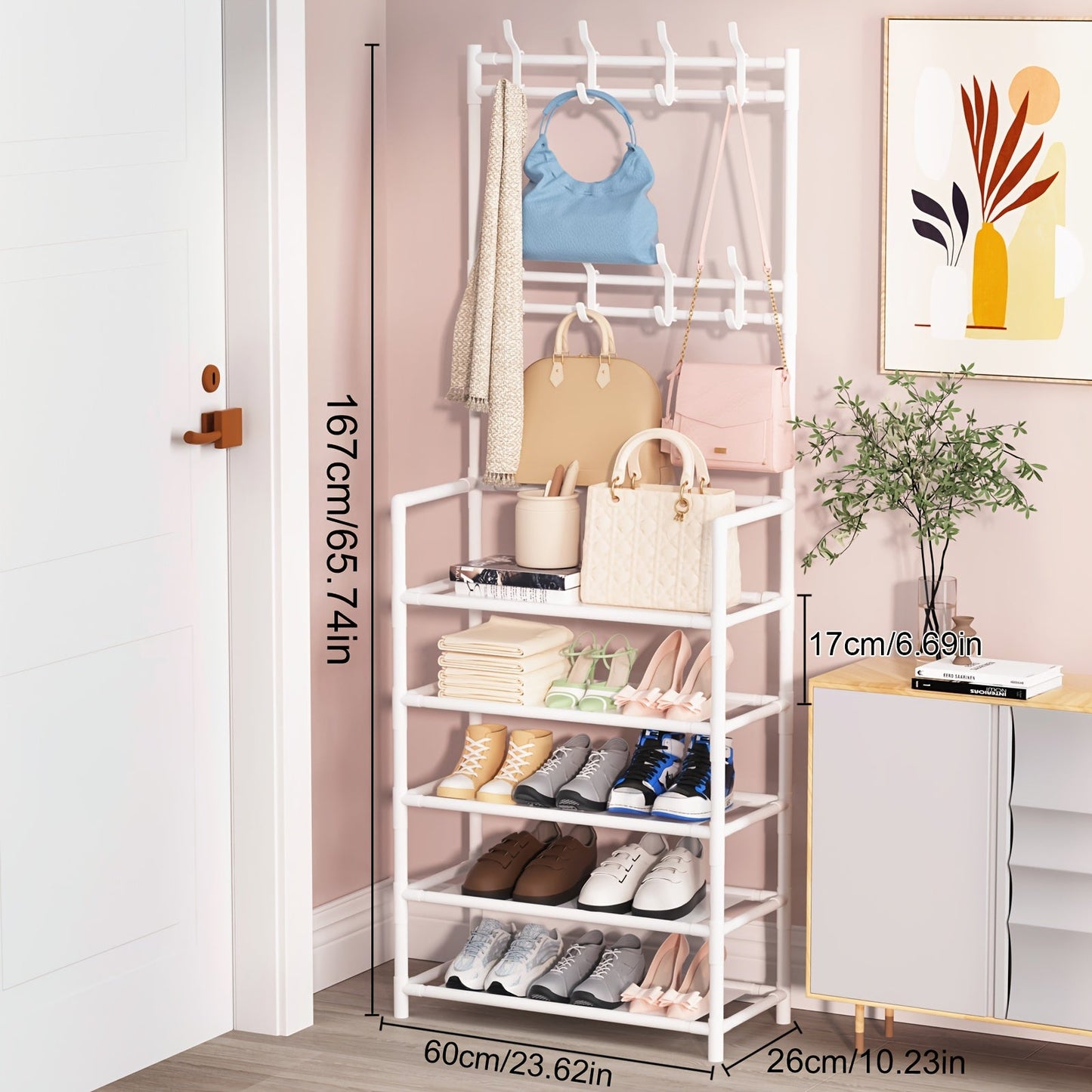Shoe Rack shown in the White option