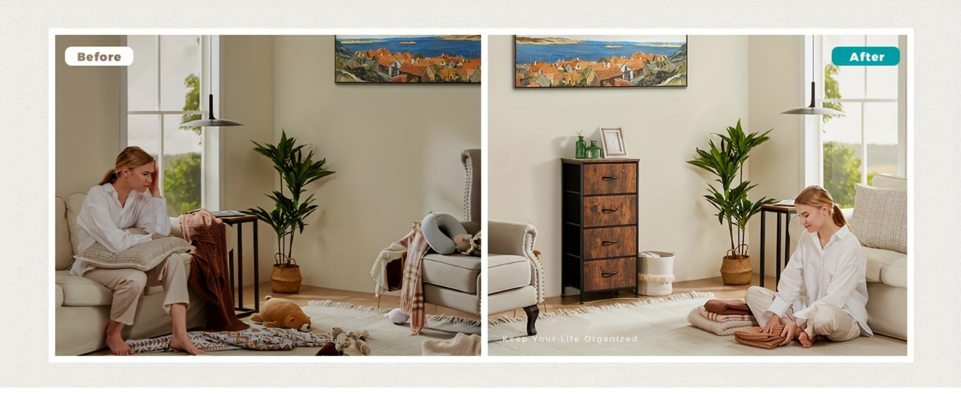 Slim Wood Dresser with Multiple Color Options, Drawer Storage Cabinet detail image - detail view 19
