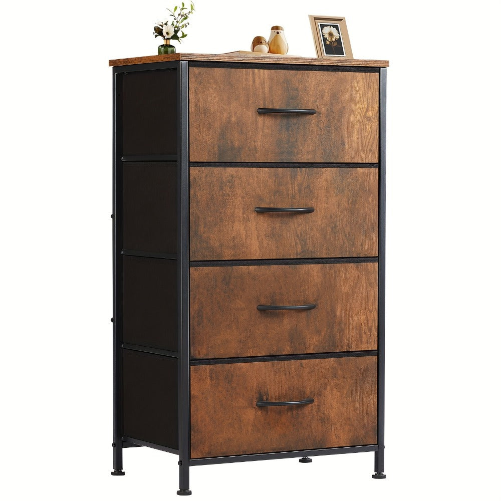 Dresser, Skinny Fabric Storage Tower with 2 or 4 Drawers & Wooden Top - Slim Chest shown in the main product view