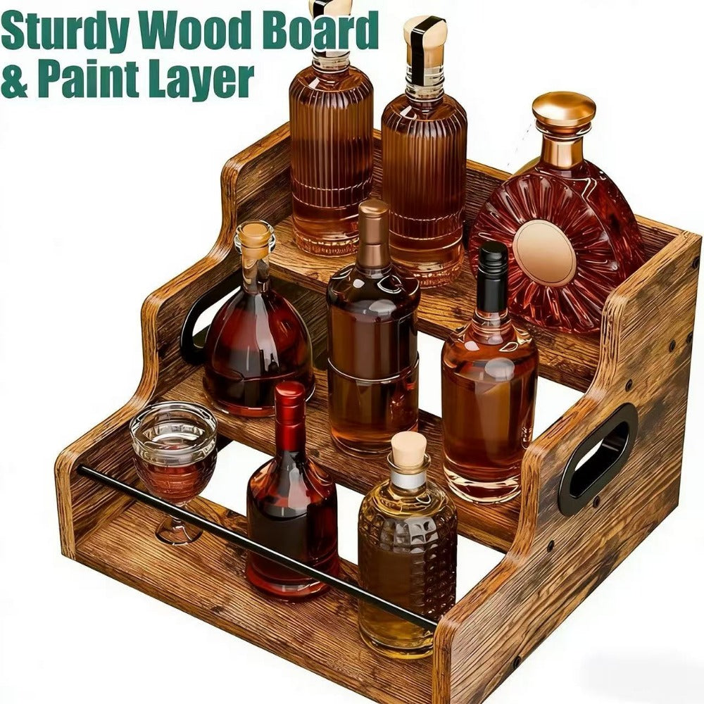 Solid Wood Countertop Bottle Display Shelf for Living Room and Kitchen detail image - detail view 10
