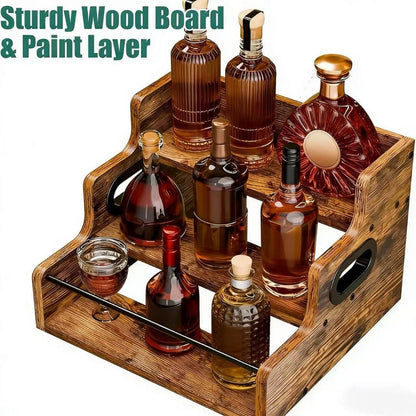 Solid Wood Countertop Bottle Display Shelf for Living Room and Kitchen detail image - detail view 10