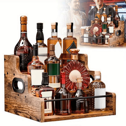 Solid Wood Countertop Bottle Display Shelf for Living Room and Kitchen detail image - detail view 5