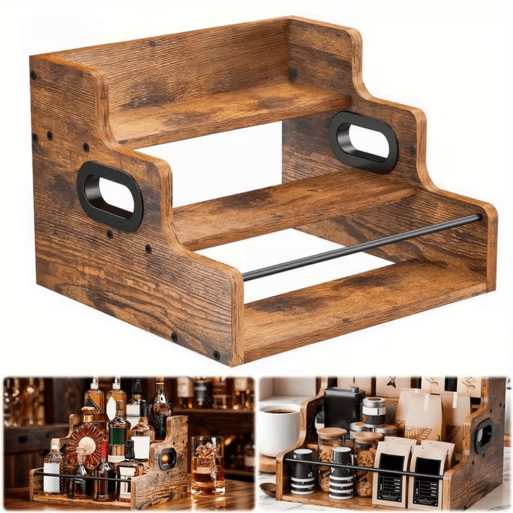 Solid Wood Countertop Bottle Display Shelf for Living Room and Kitchen detail image - detail view 8