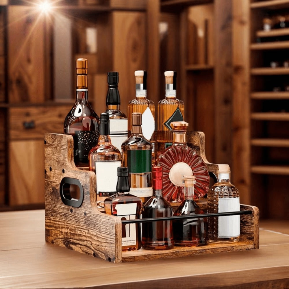Solid Wood Countertop Bottle Display Shelf for Living Room and Kitchen detail image - detail view 9