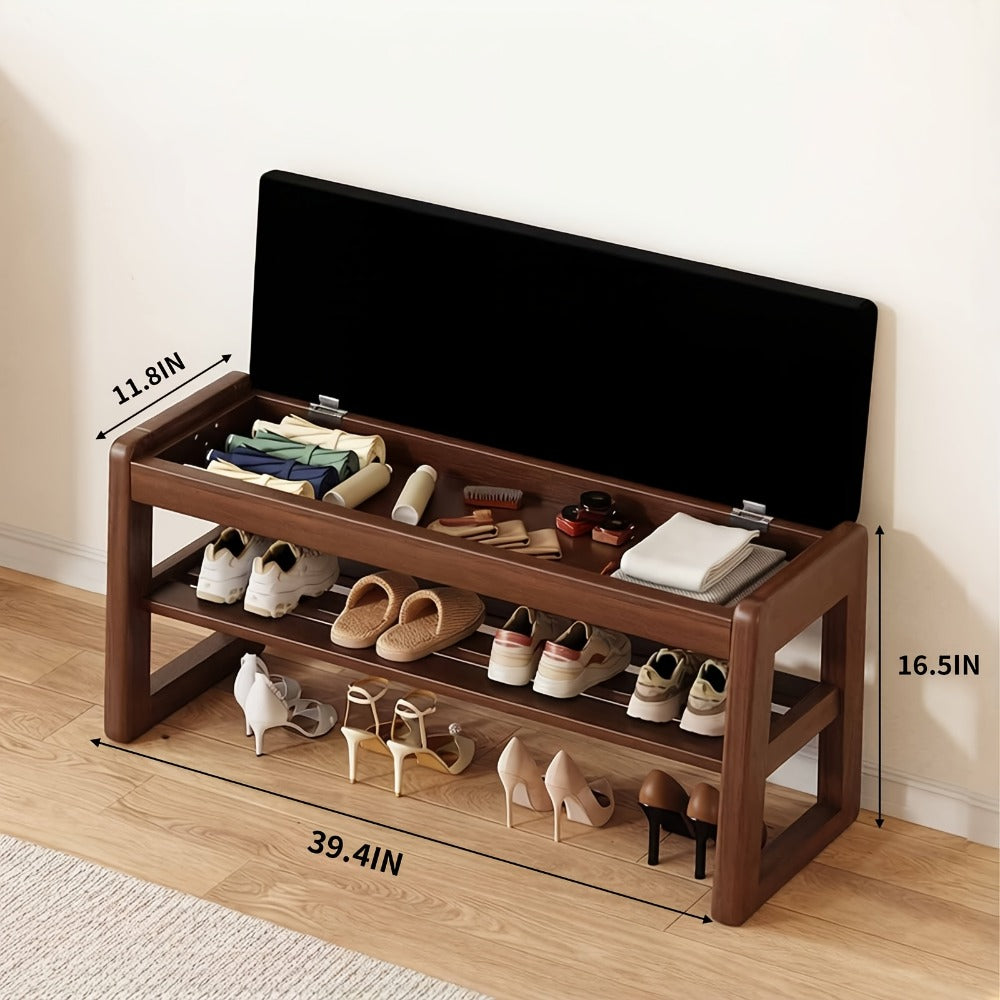 Solid Wood Entryway Shoe Cabinets And Benches with Large-Capacity Storage detail image - detail view 12