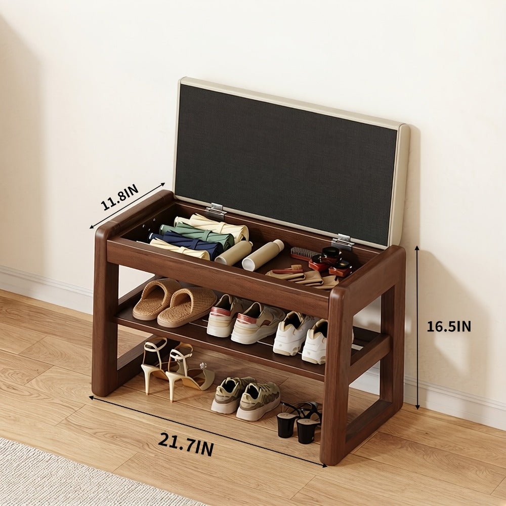 Solid Wood Entryway Shoe Cabinets And Benches with Large-Capacity Storage detail image - detail view 13