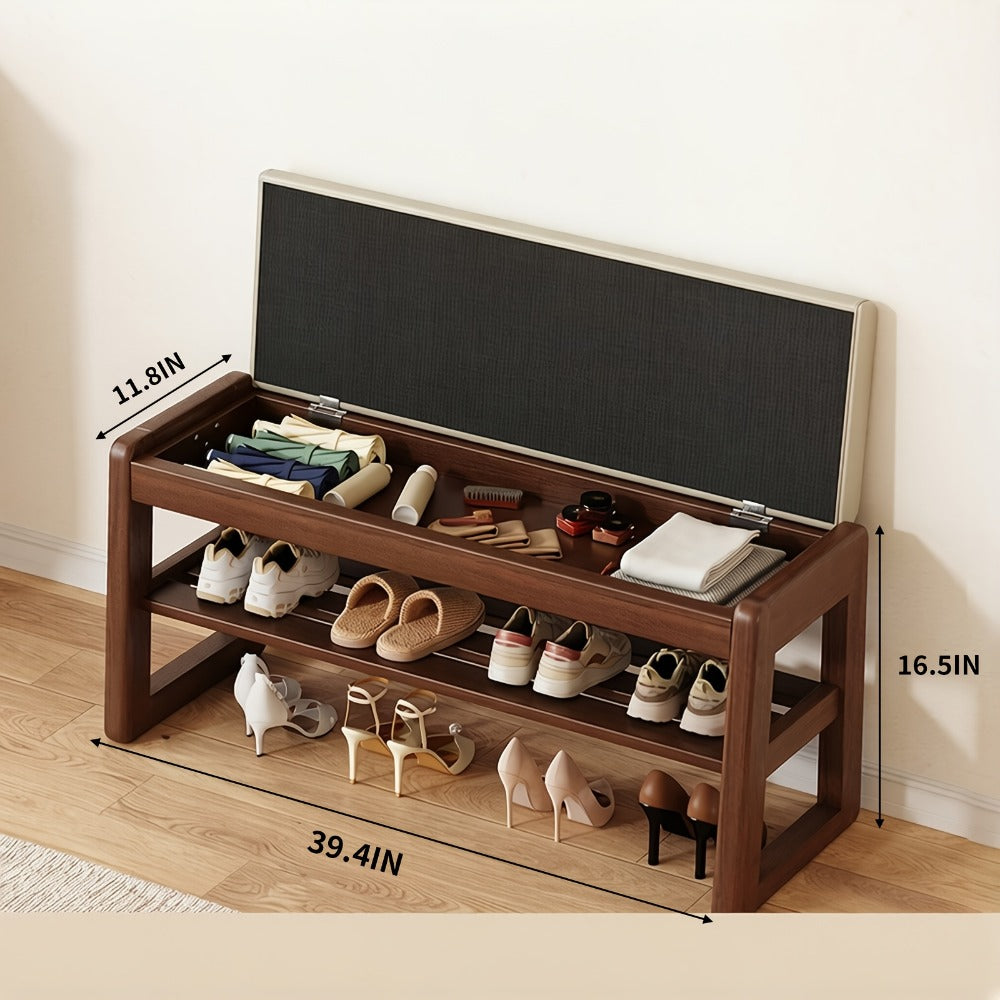 Solid Wood Entryway Shoe Cabinets And Benches with Large-Capacity Storage detail image - detail view 4