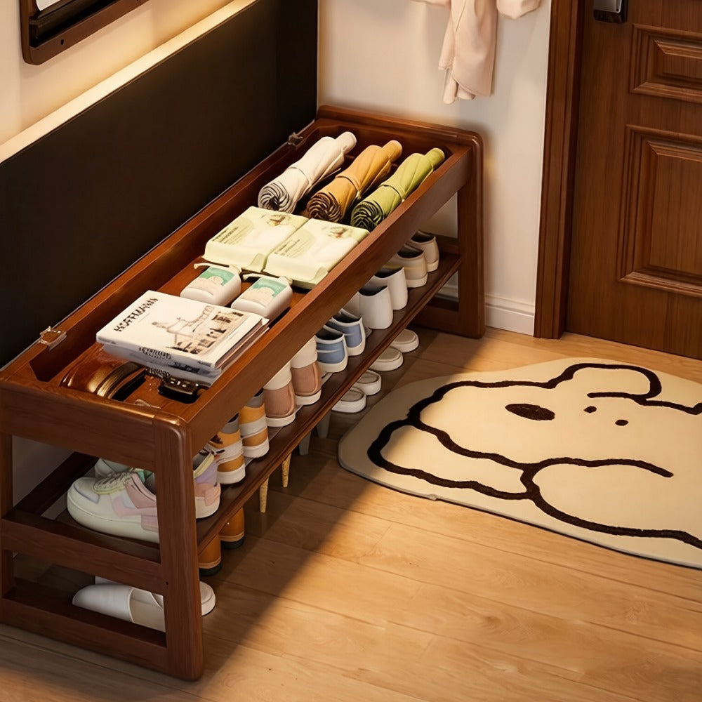 Solid Wood Entryway Shoe Cabinets And Benches with Large-Capacity Storage detail image - detail view 6