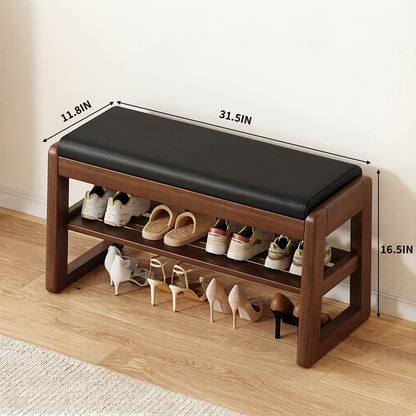 Entryway Shoe Cabinets and Benches shown in the Walnut Color + Black Pad 80 Models option