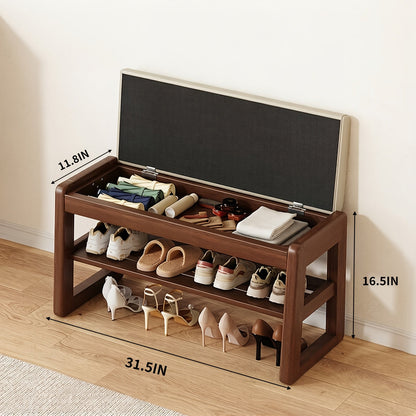 Entryway Shoe Cabinets and Benches shown in the With Storage Walnut Color + 80 Ash Pads option