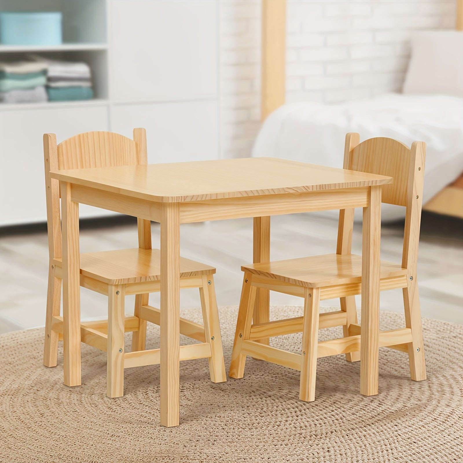 Kids Table and Chair Set shown in the ALL SOLID WOOD option