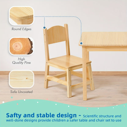 Solid Wood Kids Table And Chair Set for Kids' Room and Bedroom detail image