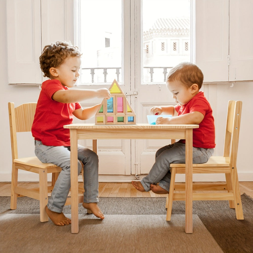 Kids Table and Chair Set, Solid Wood Toddler Table and Chair Set Ergonomic Kids Activity shown in the main product view