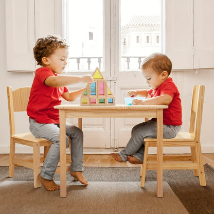 Kids Table and Chair Set, Solid Wood Toddler Table and Chair Set Ergonomic Kids Activity shown in the main product view