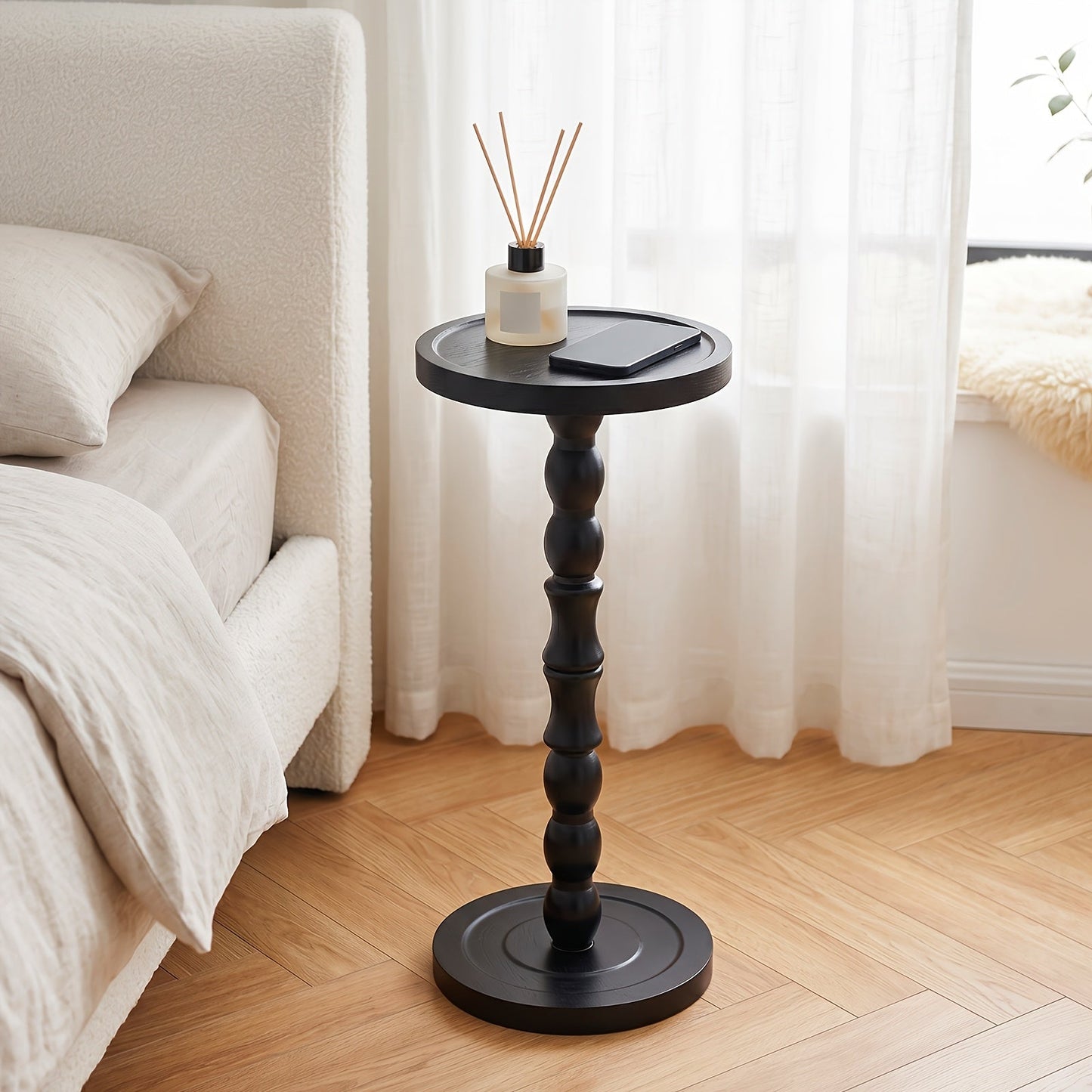 Side Table shown in the Solid Wood Style Black option